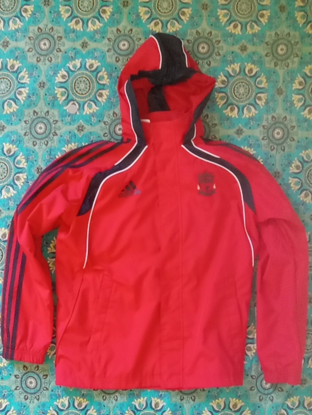 adidas Red Hooded Sports Jacket with Black Accents
